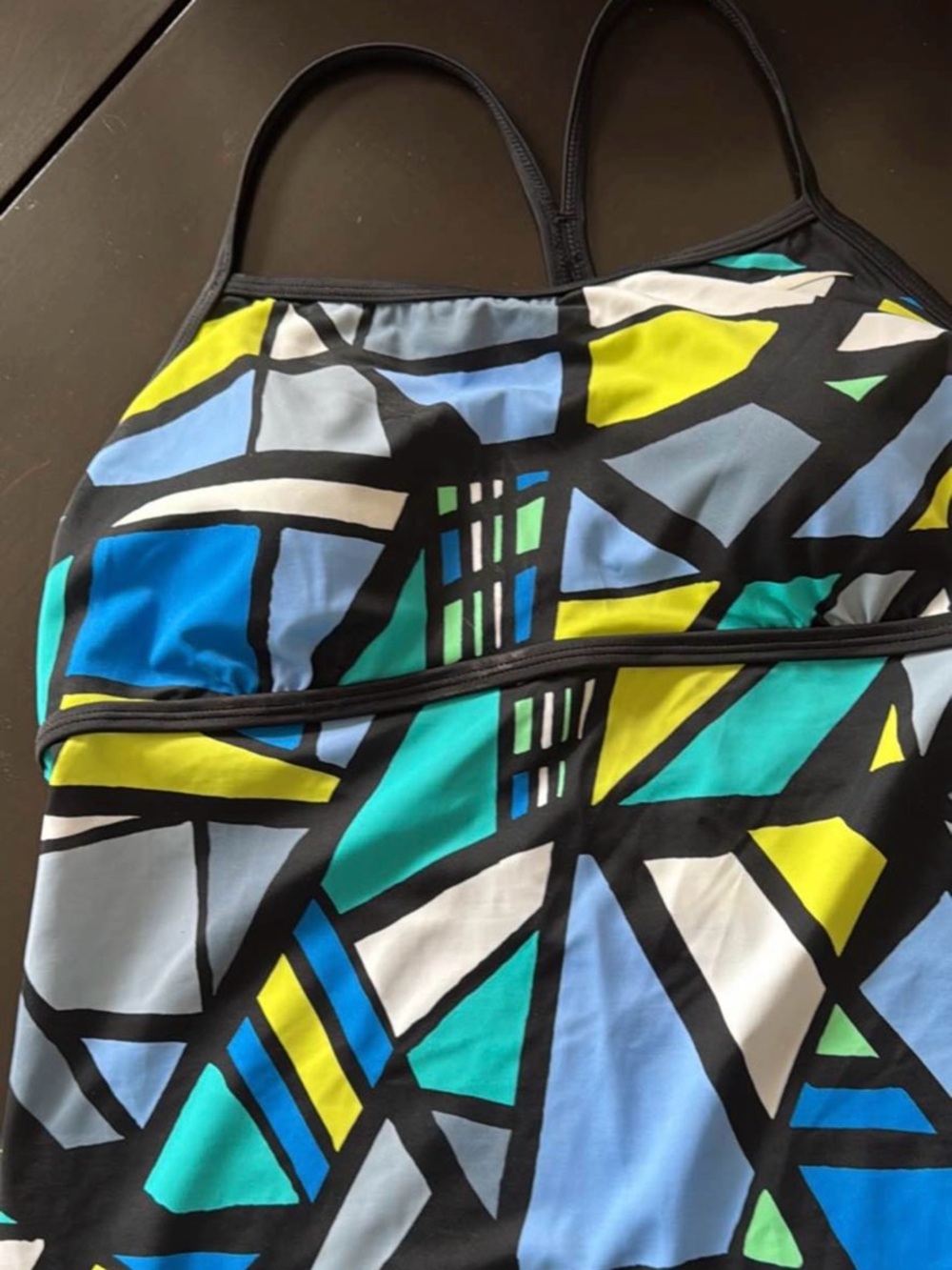 BNWT- Nike Geometric Print Tankini Top - Blue, Teal & Yellow